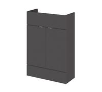 Hudson Reed Fusion Floor Standing 2 Door Compact Vanity Unit, Gloss Grey, Soft Close, 600X255X864mm