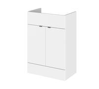 Hudson Reed Fusion Floor Standing 2 Door Vanity Unit, Soft Close Hinges, Mfc Painted Gloss White, Contemporary, 600X355X864mm