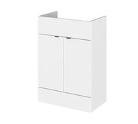Hudson Reed Fusion Floor Standing 2 Door Vanity Unit, Soft Close Hinges, Mfc Painted Gloss White, Contemporary, 600X355X864mm