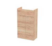 Hudson Reed Fusion Floor Standing 2 Door Vanity Unit, Soft Close, Mfc Bleached Oak, Contemporary Woodgrain, 500X255X864mm