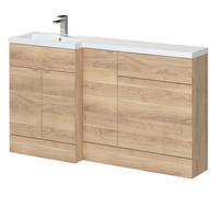 Hudson Reed Fusion Full Depth Combination 3 Door Vanity and 600mm Toilet Unit with Left Hand Basin | Bleached Oak | 1500mm