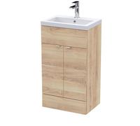 Hudson Reed Fusion Woodgrain 2 Door Combination Vanity Unit | Bleached Oak | MFC | 500mm