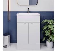 Hudson Reed Fusion Floor Standing Vanity Unit Ceramic Basin 600mm Gloss White