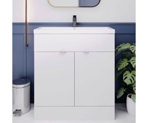 Hudson Reed Fusion Floor Standing Vanity Unit Ceramic Basin 800mm Gloss White