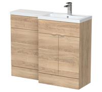 Hudson Reed Fusion Woodgrain 2 Door Combination Right Hand Basin Vanity Unit Toilet Suite | Bleached Oak | 1100mm