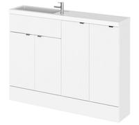 Hudson Reed Fusion Gloss White 1205mm Compact Basin & Storage Unit - 2 Doors, 1 Shelf, Soft-Close Hinges