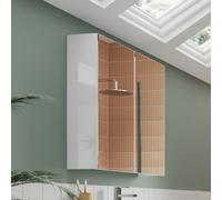 Hudson Reed Fusion Mirrored Bathroom Cabinet (50/50) 600mm Wide - Gloss White