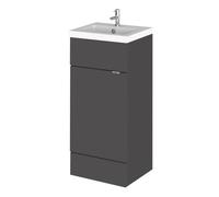 Hudson Reed Fusion Single Door Combination Vanity Unit | Gloss Grey | MDF | 400mm