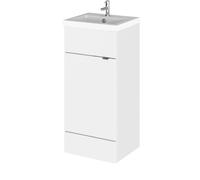 Hudson Reed Fusion Single Door Combination Vanity Unit | Gloss White | MDF | 400mm