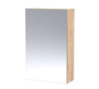 Hudson Reed Fusion Wall Hung 1 Door Mirror Cabinet, Soft Close, Mfc Bleached Oak, Contemporary, 450X182X715mm