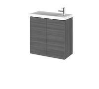 Hudson Reed Fusion 500Mm Wall Mounted Compact Vanity Unit & Basin - Grey Woodgrain, Grey