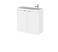 Hudson Reed Fusion Wall Hung 2 Door Vanity Unit & Polymarble Basin, Gloss White, Stylish Sink Vanity Unit, 600mm