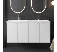 Hudson Reed Fusion Wall Hung 4-Door Vanity Unit Double Basin 1200mm White
