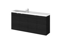 Hudson Reed Fusion Wall Hung Vanity Unit & Basin Compact, Stylish Sink Vanity Unit, Charcoal Black, 1200mm