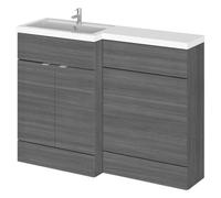 Hudson Reed Fusion Woodgrain 2 Door Combination Left Hand Basin Vanity Unit Toilet Suite | Anthracite | MDF | 1200mm