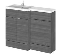 Hudson Reed Fusion Anthracite Woodgrain 1100mm LH WC, Cabinet & Ba