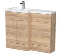 Hudson Reed Fusion Full Depth Combination 2 Door Vanity and Toilet Unit with Left Hand Basin | Bleached Oak | 1100mm