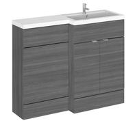 Hudson Reed Fusion Anthracite Woodgrain 1100mm RH WC, Cabinet & Ba