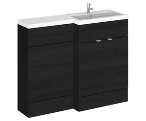 Hudson Reed Fusion Woodgrain 2 Door Combination Right Hand Basin Vanity Unit Toilet Suite | Charcoal Black | MDF | 1100mm