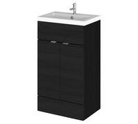 Hudson Reed Fusion Woodgrain 2 Door Combination Vanity Unit | Charcoal Black | MDF | 500mm