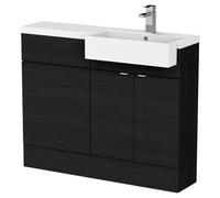 Hudson Reed Fusion 1100Mm Rh Combination Unit With Square Semi Recess Basin - Black Woodgrain