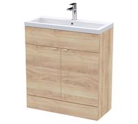 Hudson Reed Fusion Woodgrain 2 Door Combination Vanity Unit with Ceramic Basin | Bleached Oak | MFC | 800mm