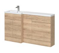 Hudson Reed Fusion Full Depth Combination 3 Door Vanity and 600mm Toilet Unit with Left Hand Basin | Bleached Oak | 1500mm