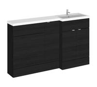 Hudson Reed Fusion Woodgrain 3 Door Combination Right Hand Basin Vanity Unit Toilet Suite | Charcoal Black | MDF | 1500mm