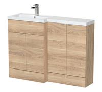Hudson Reed Fusion Woodgrain 4 Door Combination Left Hand Basin Vanity Unit | Bleached Oak | MFC | 1200mm