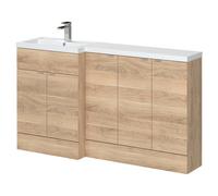 Hudson Reed Fusion Woodgrain 5 Door Combination Left Hand Basin Vanity Unit | Bleached Oak | MFC | 1500mm