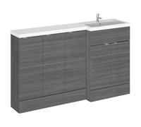 Hudson Reed Fusion Woodgrain 5 Door Combination Right Hand Basin Vanity Unit | Anthracite | MDF | 1500mm