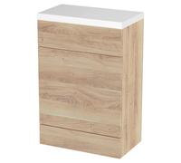 Hudson Reed CBI3020 Fusion Modern Bathroom Floor Standing WC Unit and Polymarble Top (Pan and Cistern Sold Separately), 600mm, Bleached Oak