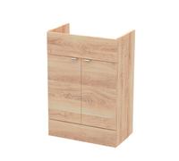 Hudson Reed Fusion Woodgrain Floor Standing 2 Door Vanity Unit | Bleached Oak | MFC | 600mm