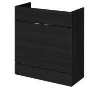 Hudson Reed Fusion Woodgrain Floor Standing 2 Door Vanity Unit | Charcoal Black | MDF | 800mm