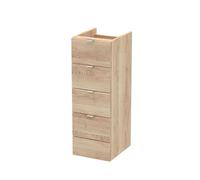 Hudson Reed Fusion Woodgrain Floor Standing 4 Drawer Storage Unit | Bleached Oak | MFC | 300mm