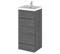 Hudson Reed Fusion Woodgrain Single Door Combination Vanity Unit | Anthracite | MDF | 400mm