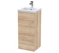 Hudson Reed Fusion Woodgrain Single Door Combination Vanity Unit | Bleached Oak | MFC | 400mm