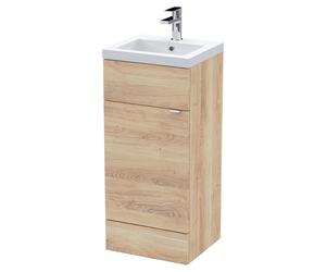 Hudson Reed Fusion Woodgrain Single Door Combination Vanity Unit | Bleached Oak | MFC | 400mm