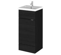 Hudson Reed Fusion Woodgrain Single Door Combination Vanity Unit | Charcoal Black | MDF | 400mm