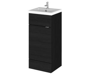 Hudson Reed Fusion Woodgrain Single Door Combination Vanity Unit | Charcoal Black | MDF | 400mm