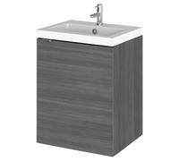 Hudson Reed Fusion Woodgrain Wall Hung Single Door Combination Vanity Unit | Anthracite | MDF | 400mm