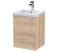 Hudson Reed Fusion Woodgrain Wall Hung Single Door Combination Vanity Unit | Bleached Oak | MFC | 400mm