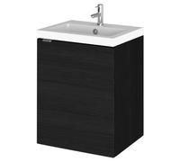 Hudson Reed Fusion Woodgrain Wall Hung Single Door Combination Vanity Unit | Charcoal Black | MDF | 400mm