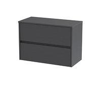 Hudson Reed HAV2206W Havana Modern Bathroom Wall Hung 2 Drawer Countertop Unit & Colour Worktop, 800mm, Woodgrain Graphite Grey
