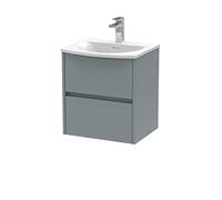 Hudson Reed HAV2302G Havana Wall Hung 2 Drawer Vanity Unit & Curved Ceramic Basin, 500mm, Matt Coastal Grey