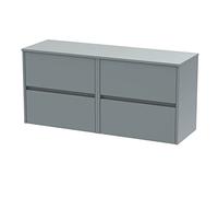 Hudson Reed HAV2304W2 Havana Modern Bathroom Wall Hung 4 Drawer Countertop Basin Unit & Colour Worktop, 1200mm, Matt Coastal Grey