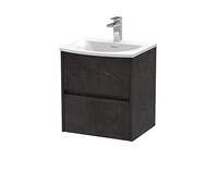 Hudson Reed HAV2602G Havana Wall Hung 2 Drawer Vanity Unit & Curved Ceramic Basin, 500mm, Matt Metallic Slate