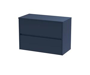 Hudson Reed HAV2906W Havana Modern Bathroom Wall Hung 2 Soft Close Drawer Vanity Unit and Colour Coordinating Worktop, 800mm, Midnight Blue