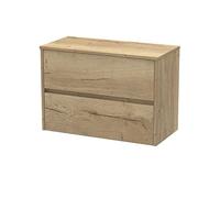 Hudson Reed HAV806W Havana Modern Bathroom Wall Hung 2 Drawer Countertop Unit & Colour Worktop, 800mm, Woodgrain Autumn Oak
