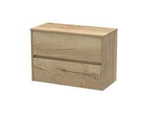 Hudson Reed HAV806W Havana Modern Bathroom Wall Hung 2 Drawer Countertop Unit & Colour Worktop, 800mm, Woodgrain Autumn Oak